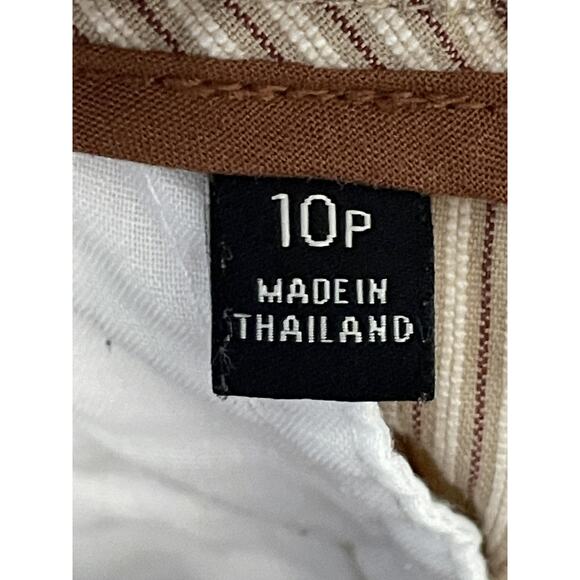 Talbots Capri Pants Womens 10P Petite Beige White Pinstripe Stretch Cotton - Picture 11 of 12